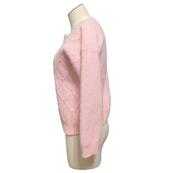 Dana Scott Womens Vintage Pink Pearl Lambswool Rabbit Hair Coquette Sweater Sz M - Picture 3 of 14